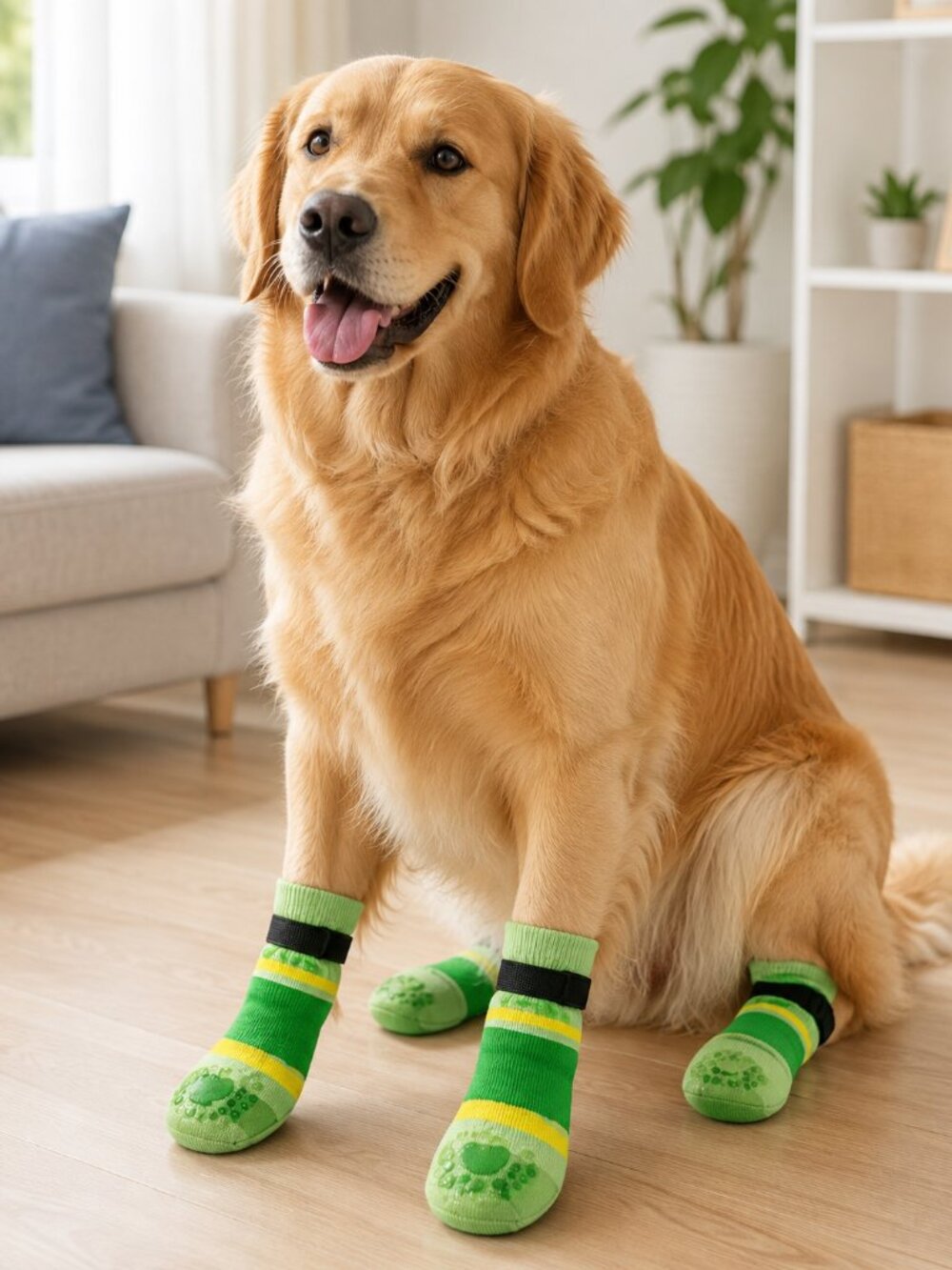 New Set of 4 Non-Slip Dog Socks with Velcro Straps